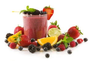delicious smoothie with different fruits